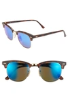 Ray Ban Standard Clubmaster Blue Light Blocking 51mm Sunglasses In Blue Mirror