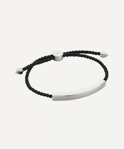 Monica Vinader Silver Linear Large Men's Friendship Bracelet In Black