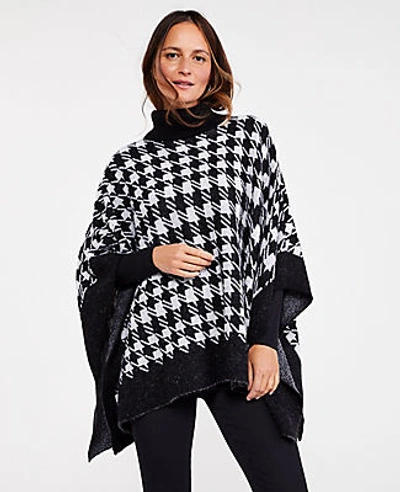 Ann Taylor Brushed Houndstooth Poncho In Black Multi