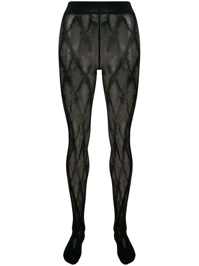 Versace Barocco Pattern Tights In Black