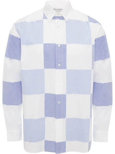 Jw Anderson Checkerboard Applique Shirt In Blue