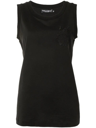 Dolce & Gabbana Embroidered-logo Vest Top In Black