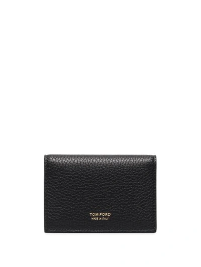 Tom Ford Pebbled Leather Billfold Wallet In Black