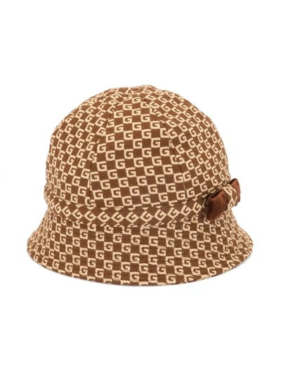 Gucci Kids' Logo-pattern Hat In Brown