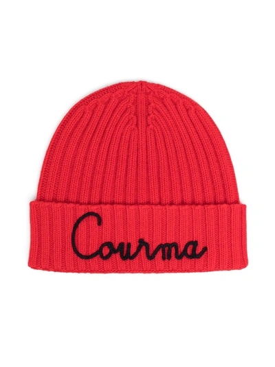 Mc2 Saint Barth Kids' Courma Embroidered Beanie In Red