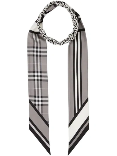Burberry Silk Multi-patterned Scarf In Grey