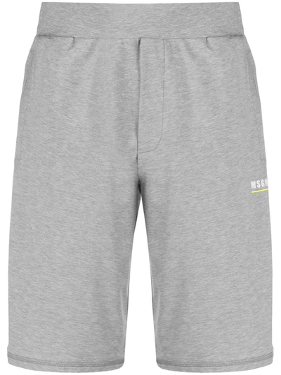 Msgm Logo Print Sweat Shorts In Grey