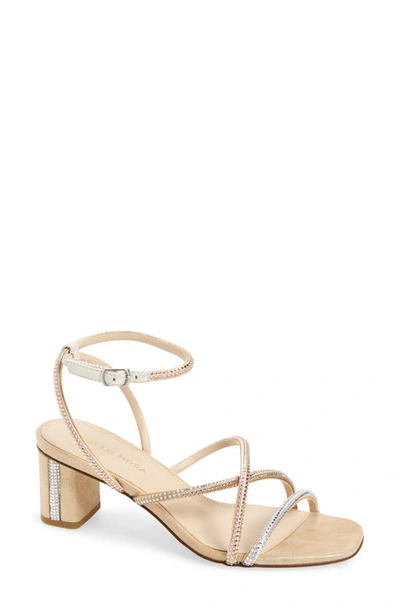 Pelle Moda Viena Strappy Sandal In Platinum Gold Suede