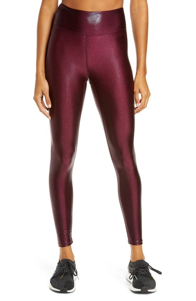 Heroine Sport Marvel Metallic High Waist Leggings In Ruby