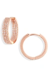 Nordstrom Pave Huggie Hoops In Clear- Rose Gold
