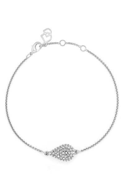 Dean Davidson Cubic Zirconia Pavé Teardrop Chain Bracelet In White Topaz/silver