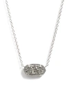 Kendra Scott Elisa Pendant Necklace In Silver/ Platinum Drusy