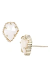 Kendra Scott Tessa Stone Stud Earrings In Gold/ White Mop