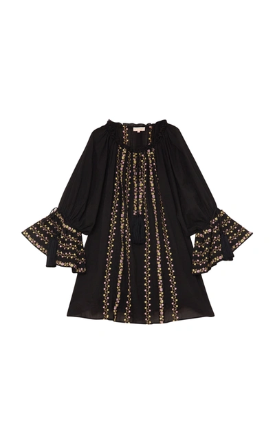 Bytimo Embroidered Cotton Mini Dress In Black