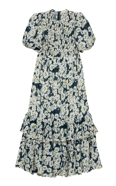 Bytimo Women's Smocked Floral Dobby Seersucker Maxi Dress In Multi