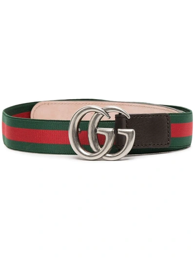 Gucci Gg Leather-trim Belt In Green
