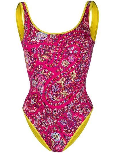 Etro Paisley-print Scoop-neck Swimsuit In Pink