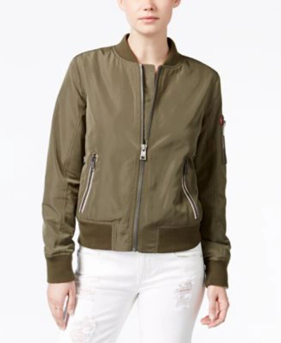 Levi's Women's Lightweight Zip-detail Bomber Jacket In Army Green