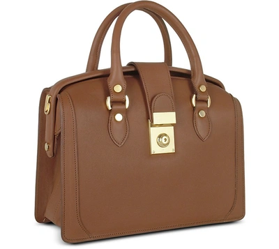 L.a.p.a. Handbags Brown Italian Leather Doctor Bag In Marron