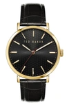 Ted Baker Phylipa Leather Strap Watch, 41mm In Black