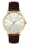 Ted Baker Phylipa Leather Strap Watch, 41mm In Brown