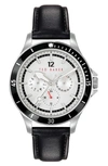 Ted Baker Northn Leather Strap Watch, 43mm In Black/ White