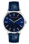 Ted Baker Phylipa Leather Strap Watch, 41mm In Blue