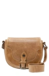 Frye Melissa Leather Saddle Crossbody Bag In Beige