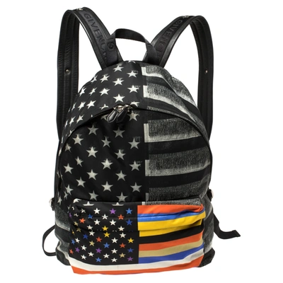 Pre-owned Givenchy Black American Flag Print Nylon Backpack