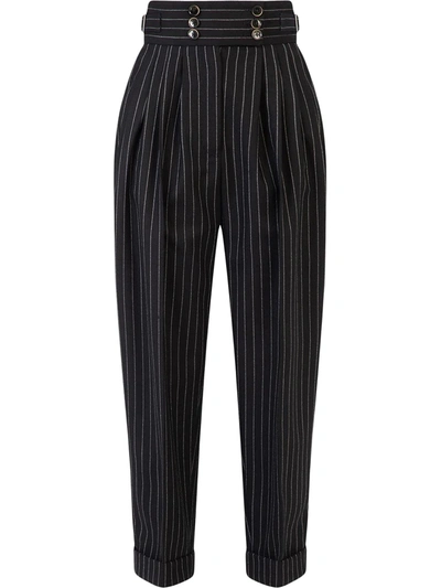 Dolce & Gabbana High-waisted Pinstripe Trousers In Black