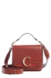 Chloé Small C Convertible Leather Bag In Sepia Brown