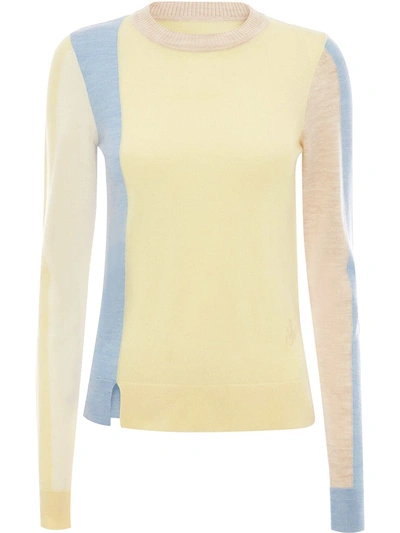 Jw Anderson J.w. Anderson Color Block Wool Sweater In Yellow