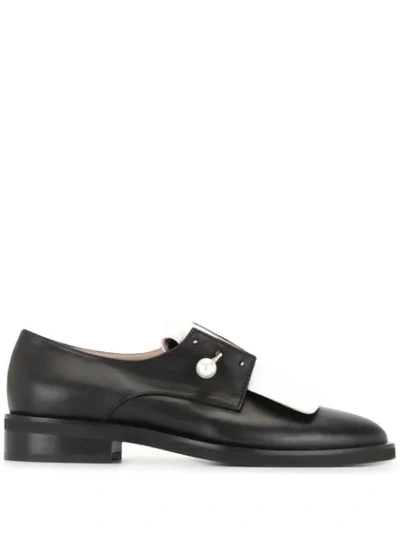 Coliac Pearl Bar Pin Oxford Shoes In Black