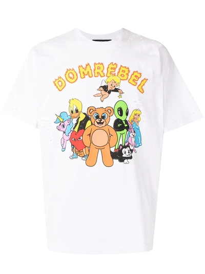 Domrebel Humper Peace-print Cotton T-shirt In White