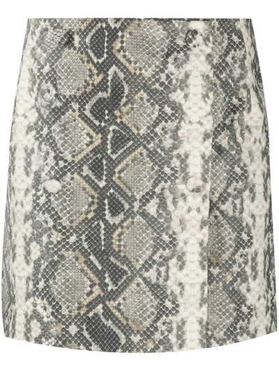 Rotate Birger Christensen London Snake-print Mini Skirt In Silver