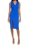 Dress The Population Allesia Tie Waist Crepe Dress In Electric Blue
