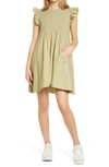 English Factory Mixed Media Ruffle Dress In Olive