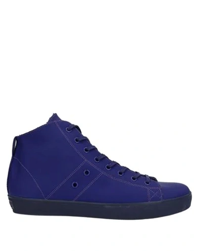 Leather Crown Sneakers In Dark Purple