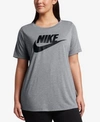 Nike Plus Size Futura Logo T-shirt In Carbon Heather