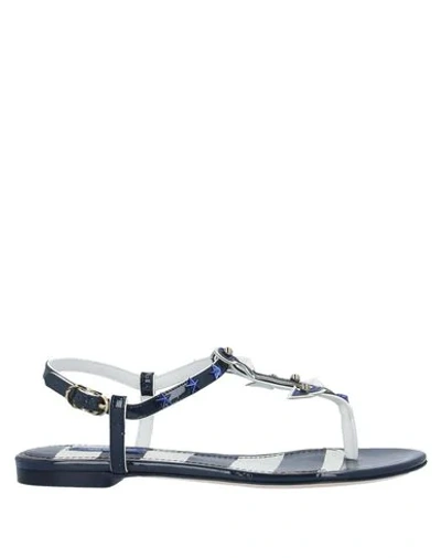 Dolce & Gabbana Toe Strap Sandals In Dark Blue
