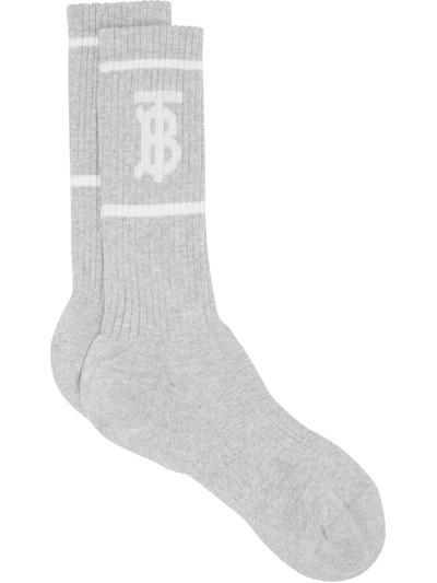 Burberry Tb Intarsia Socks In Grey