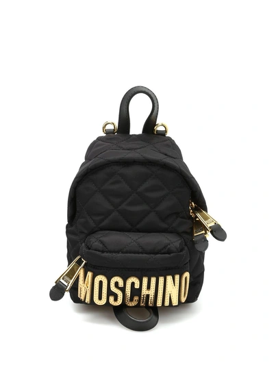 Moschino Logo Lettering Small Backpack In Black