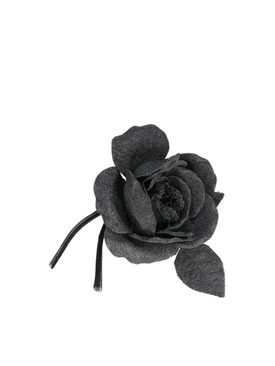 P.a.r.o.s.h Rose Shape Brooch In Grey