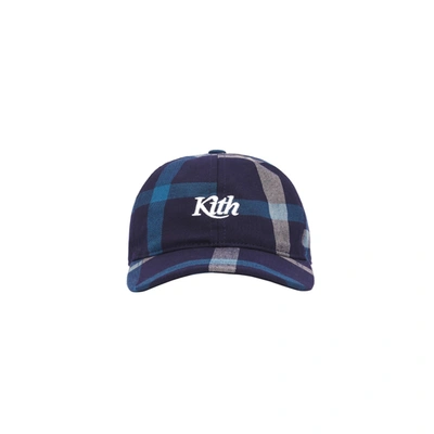 Pre-owned Kith For Bergdorf Goodman Vf Plaid Cap Navy/blue
