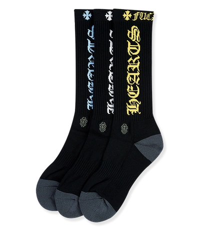 Pre-owned Chrome Hearts 3-pack Ch Socks Multicolor/black