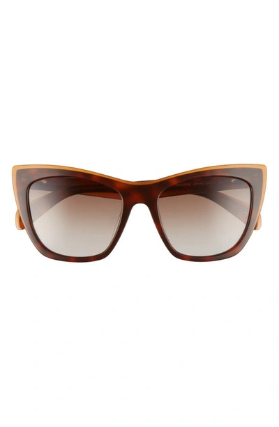 Rag & Bone 53mm Gradient Cat Eye Sunglasses In Brown/ Orange Havana/ Brown