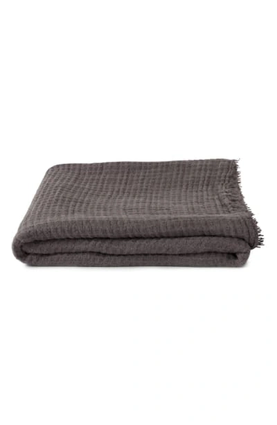 Hawkins New York Simple Linen Throw Blanket In Light Grey
