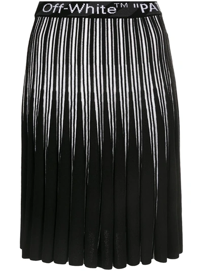 Off-white Logo-waistband Pleated Skirt In Black