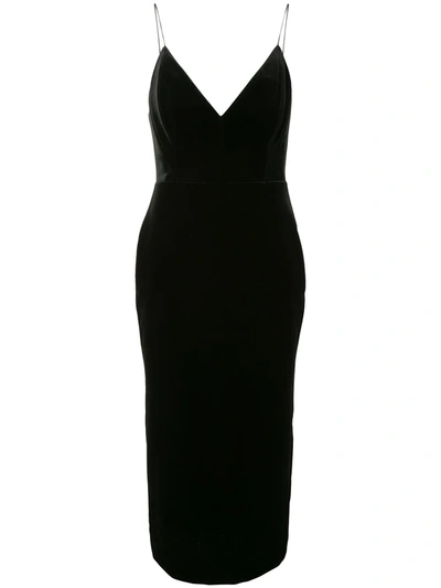Alex Perry Velvet-effect Fitted Dress In Black