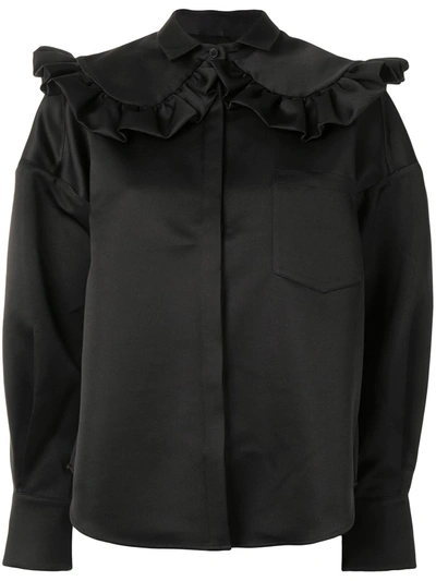 Shushu-tong Ruffled Peter Pan Collar Shirt In Black